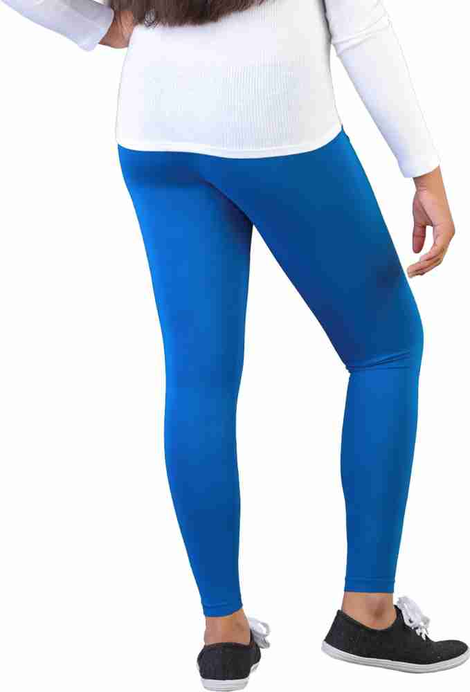 Twin Birds Cotton Jersey Knit Women's Capri Leggings Pants (Blue