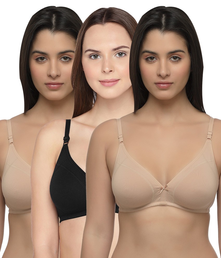 Buy Inner Sense Organic Cotton Antimicrobial Laced Nursing Bra Pack of 3 -  Multi-Color Online