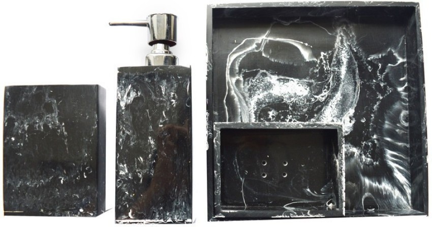 GAURI KOHLI Roksana Black Marble Bath Accessories, Set of 4