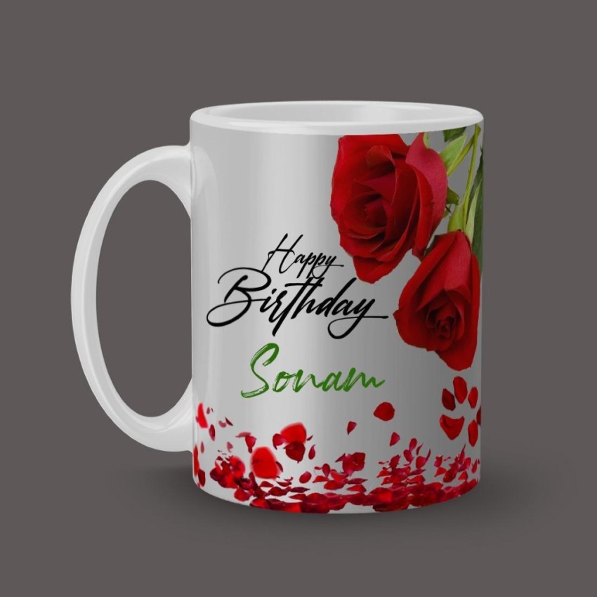 Buy ASHVAH White Round Happy Birthday Sonam Ceramic Coffee Mug and Cushion  with Filler Combo Gift (Pack of 2) AS-D3COMBO-Sonam-W Online at Best Prices  in India - JioMart.