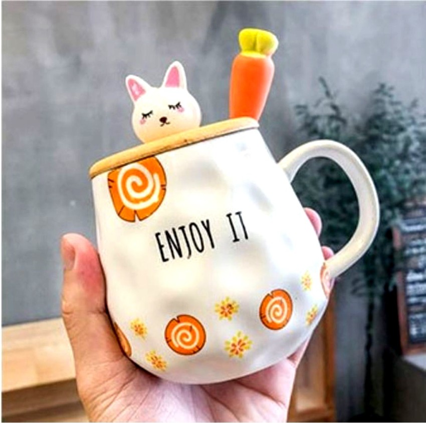 Cartoon Ceramic Mug Lid, Rabbit Coffee Mug Lid