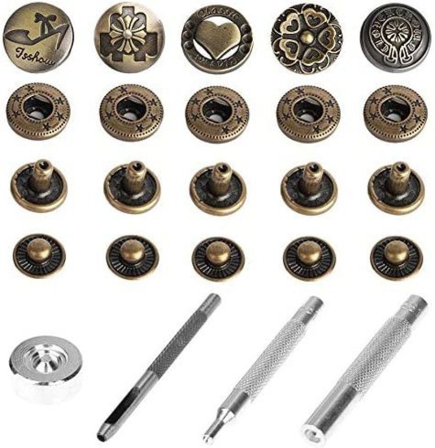 Ouhong Snap Fasteners Kit100 Sets 17 mm Big Size Metal Clothing Snaps Kit  with Fixing ToolsLeather Rivets + Snap Buttons Press - Snap Fasteners  Kit100 Sets 17 mm Big Size Metal Clothing