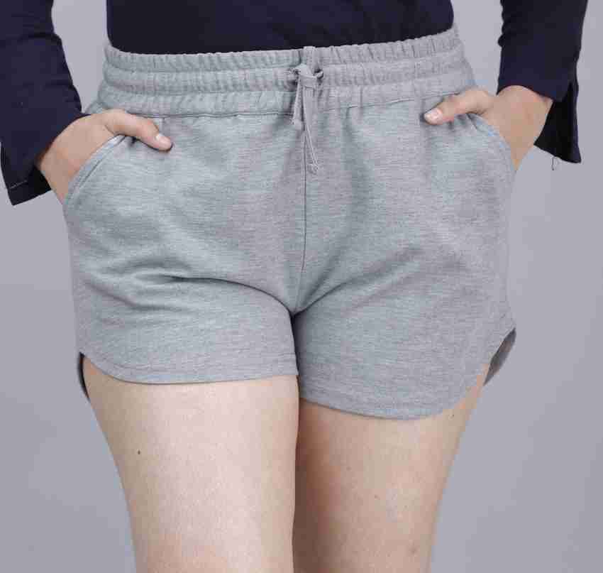 Scrott Merchandise Solid Women Grey Basic Shorts Buy Scrott