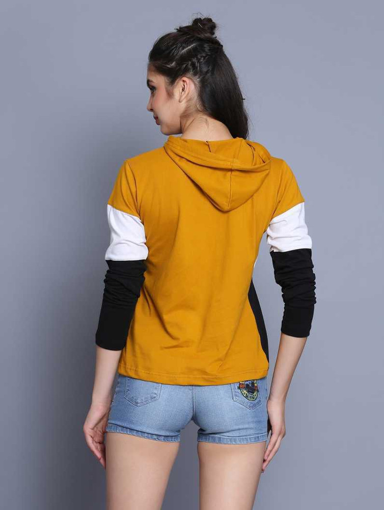AEC Colorblock Women Hooded Neck Black T-Shirt - Buy AEC Colorblock Women  Hooded Neck Black T-Shirt Online at Best Prices in India | Flipkart.com