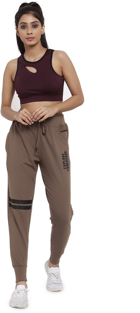 UZARUS Women's Cotton Regular Fit Joggers Track Pants with Zippered Pocket