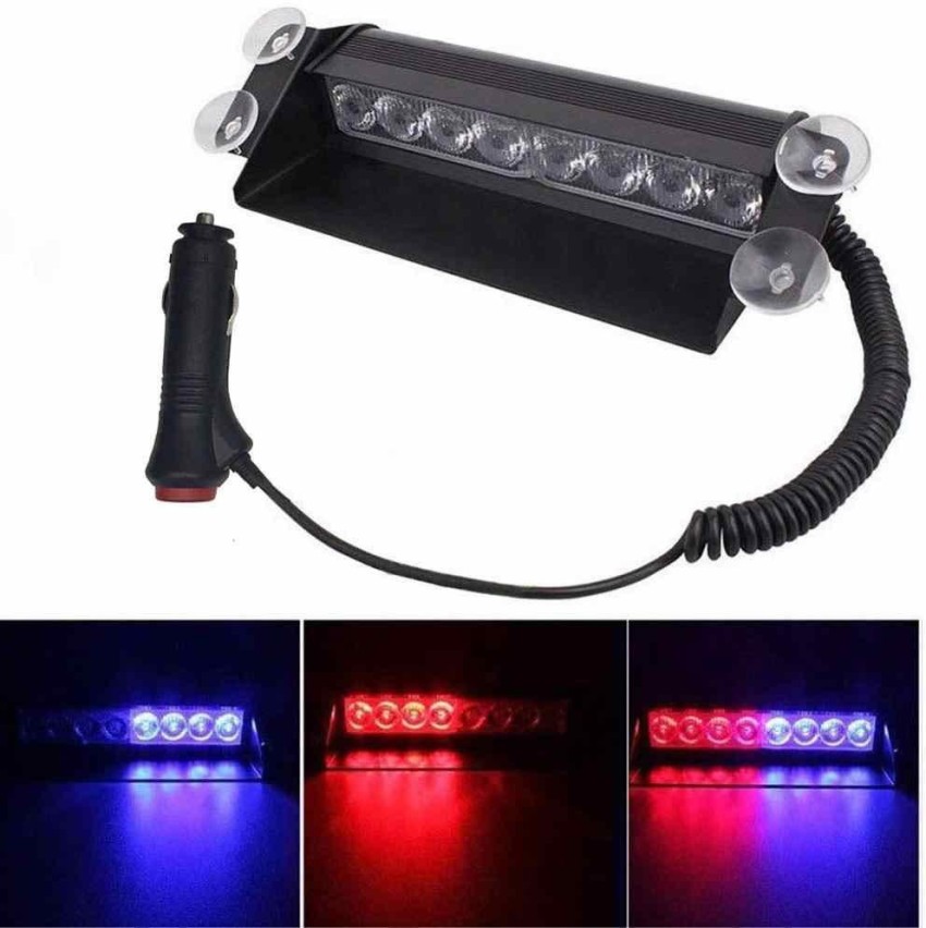 8W 800LM 8-LED lumière rouge + bleue 3 modes Angle réglable voiture  stroboscopique Flash Dash