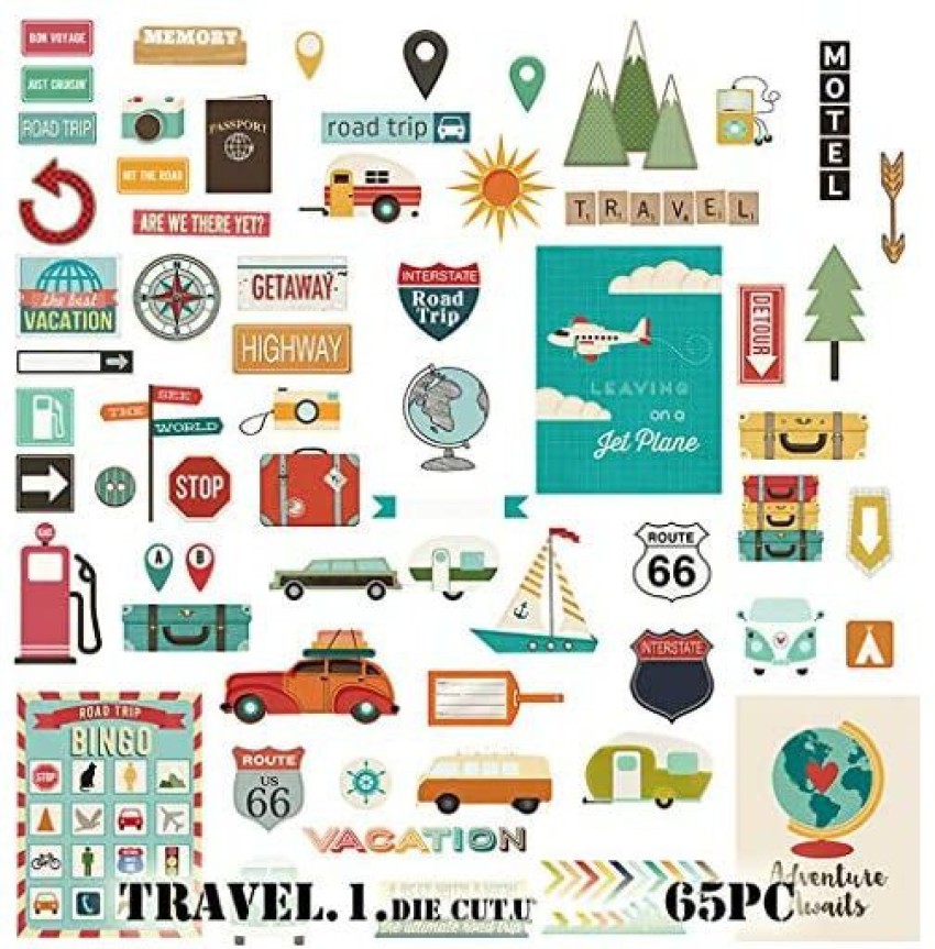 Travelling Scrapbook Stickers DIY Decoration Adhesive Paper Travel Shaped  Stickers For Scrapbooking Decoration