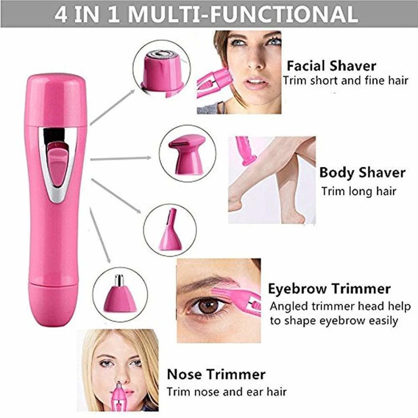 Painless Hair Removal for Women 4 in 1 Electric Hair Shaver Kit Include  Face Hair Remover Eyebrow Trimmer Body Shaver Nose Hair Trimmer  Waterproof Razor with USB Charging Cordless Epilator Price in