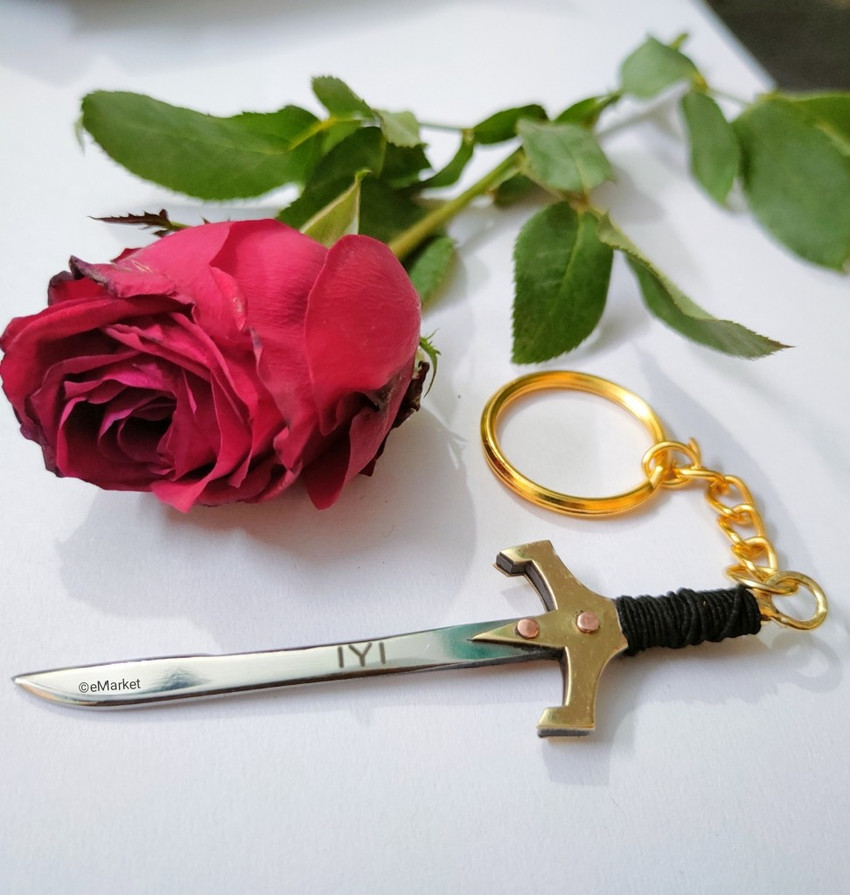 Ertugrul ghazi Stainless steel and brass sword IYI logo Key Chain