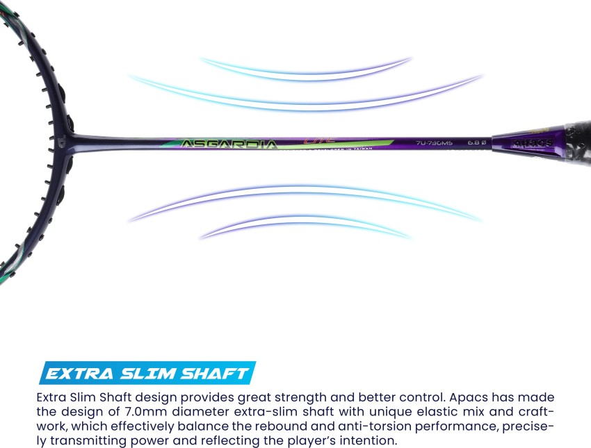 apacs Asgardia Lite (73G, 35 LBS) Purple, Blue Unstrung Badminton Racquet