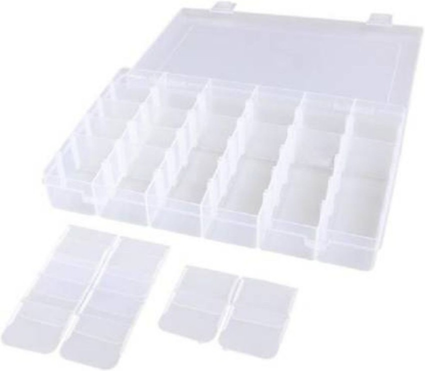 36 Grid Cells Multipurpose Clear Transparent Plastic Storage Box with  Removable Dividers