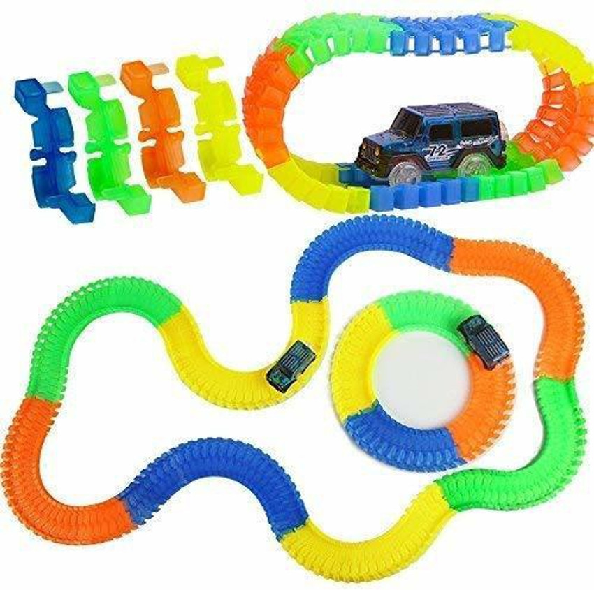 N2J2 SHOP Magic Race Bend Flex and Glow Tracks 220 Pieces Plastic