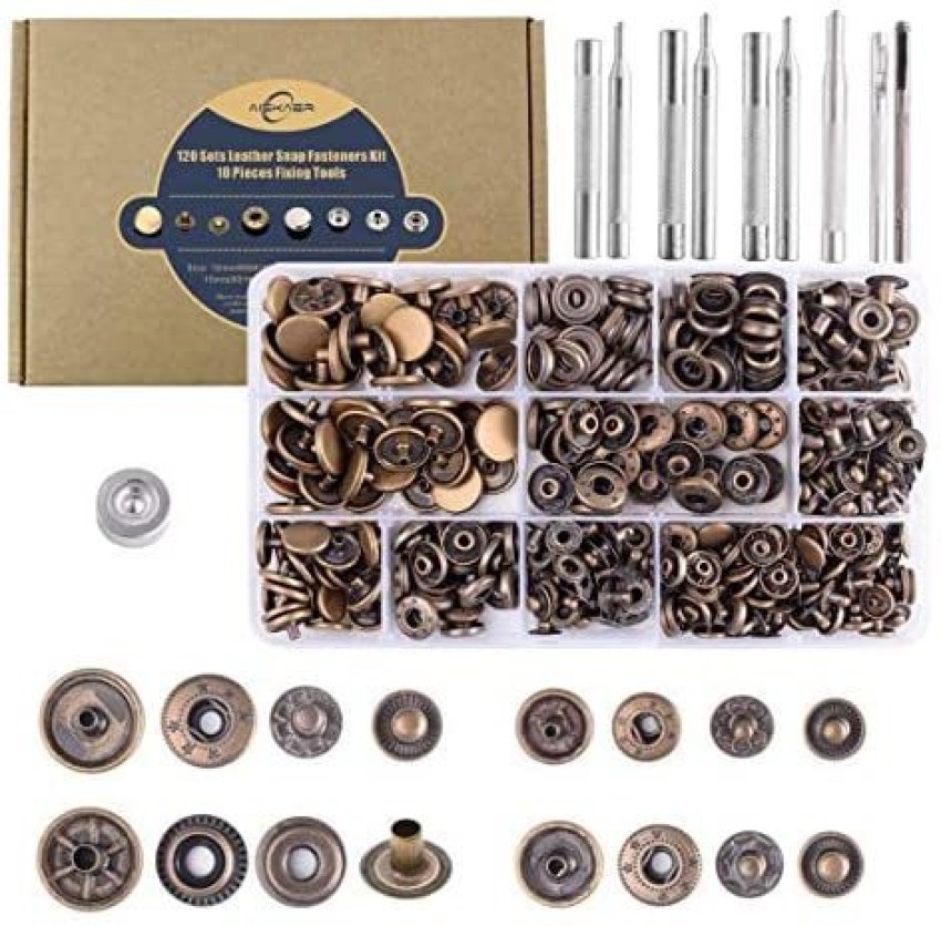 Aiskaer 120 Sets Snap Fasteners Kit, Metal Snap India