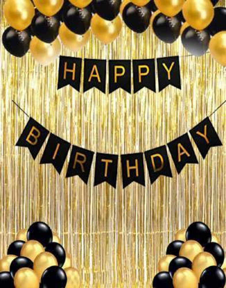 FLIPZONE 1 Piece Happy Birthday Banner, 30 Black and Golden ...