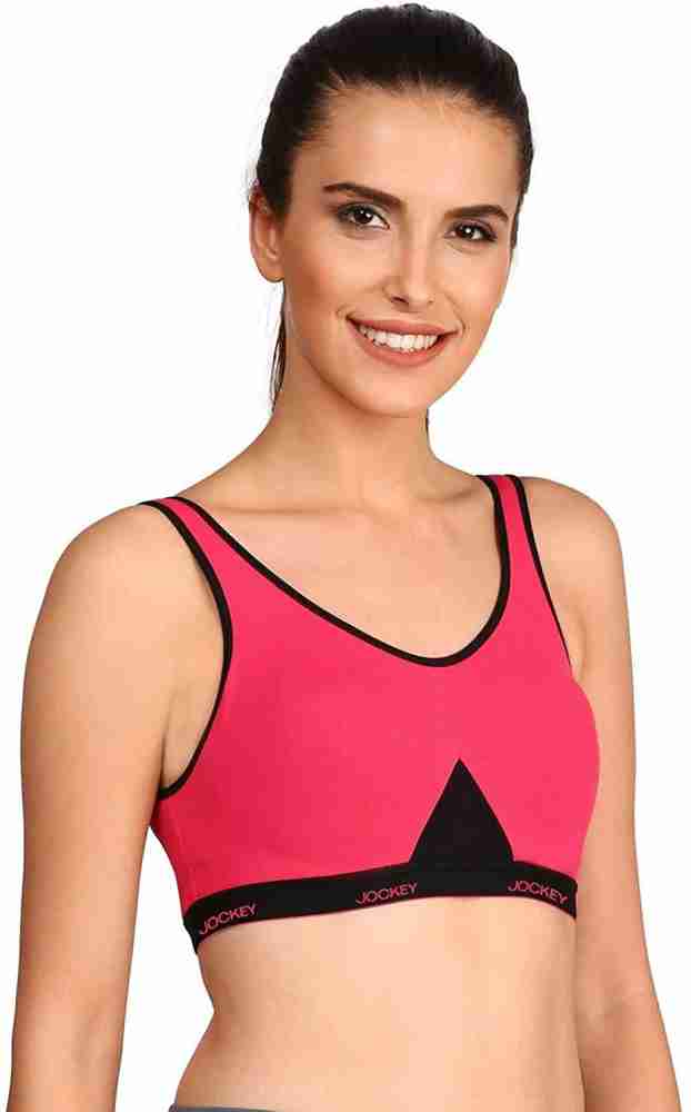 JOCKEY Ruby Assorted Printed Racer back Padded Active Bra (S, M, L, XL) in  Mumbai at best price by Pink Lady Nx - Justdial