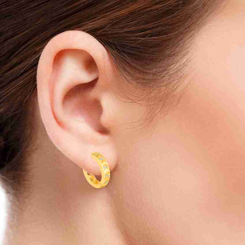 Clip-On Earring Golden Gold Plated Brass CZ Studded Hoop Bali