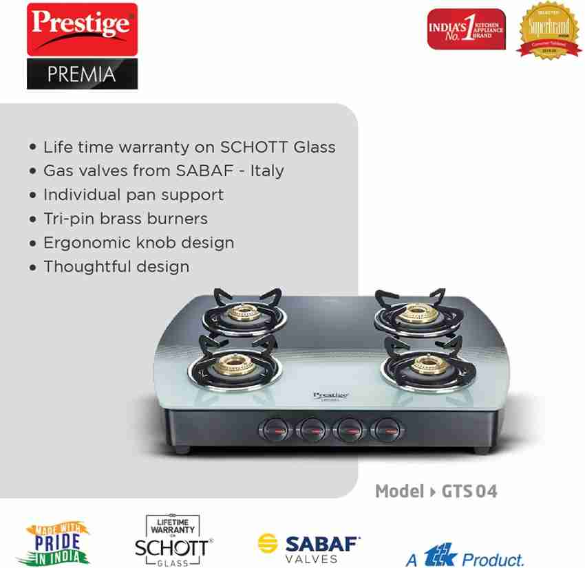 Prestige premia schott glass deals 3 burner gas stove