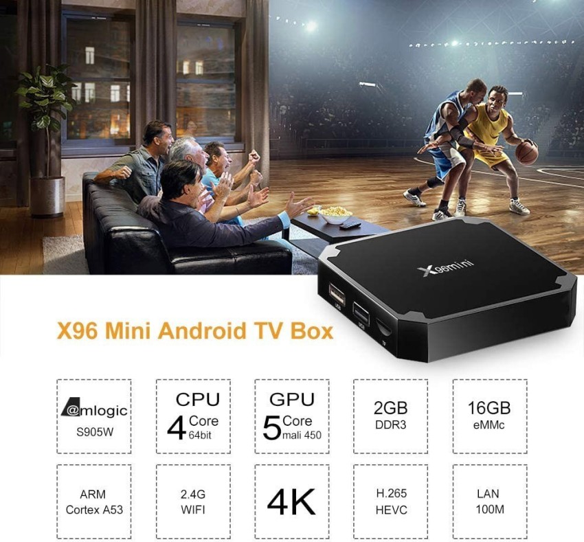 X96MINI Android TV Box 2GB RAM 16GB ROM, Support Netflix, JIO TV,  HotStar,You tube, Thop TV PlayStore Smart TV Box Media Streaming Device -  X96MINI 