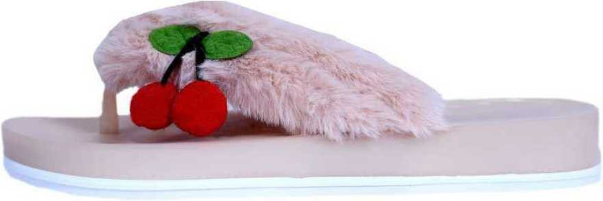 SQR Women fur slippers for girls and Slipper Beaded Flip Flop