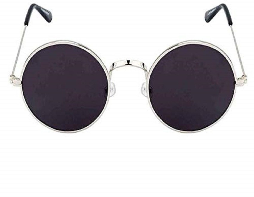 Chain embellished black round sunglasses