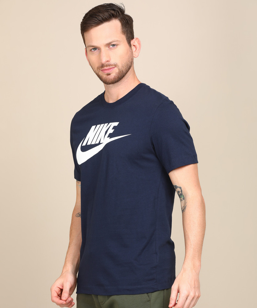 NIKE Printed Men Round Neck Blue T Shirt Buy NIKE Printed Men