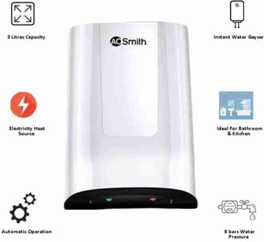 AO Smith 3 L Instant Water Geyser (MiniBot 3 Litre, White) Price in India -  Buy AO Smith 3 L Instant Water Geyser (MiniBot 3 Litre, White) online at  Flipkart.com