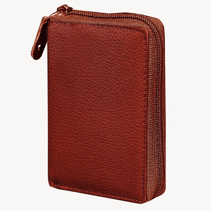 Brown leather men's wallet with money. Purse with a pack of 100