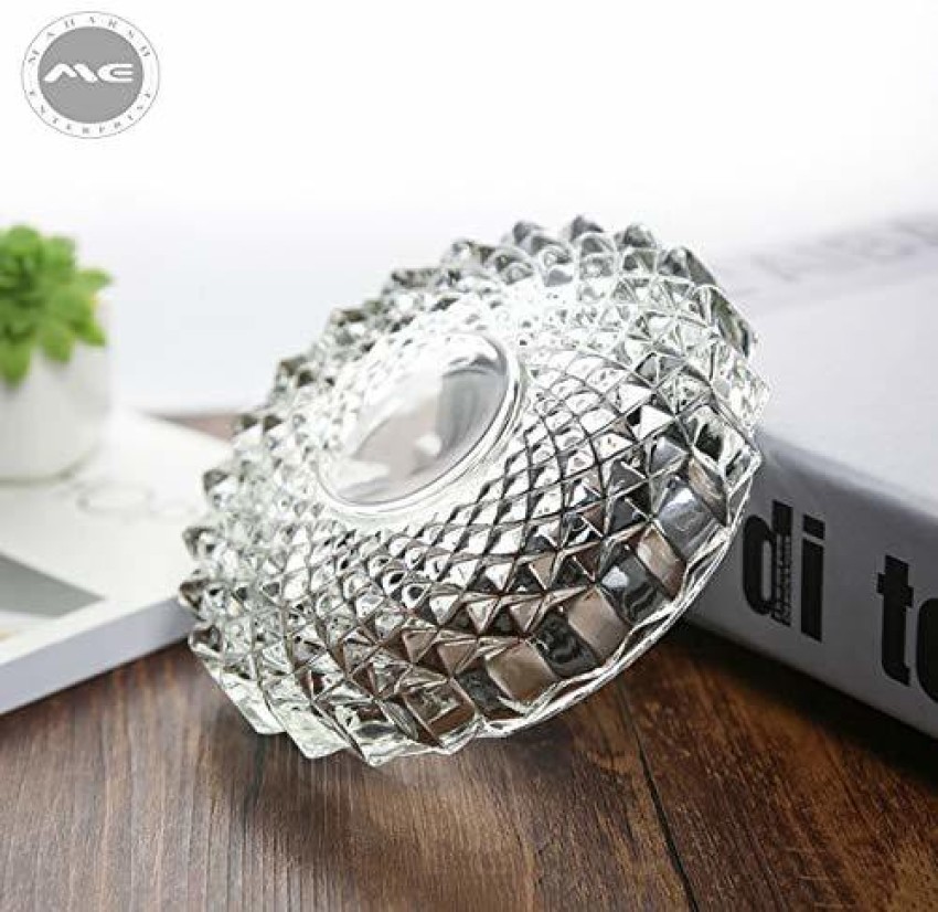 Ashtray,Stainless Steel Ashtray with Lid Bling Crystal Diamonds,Cigarette  Ashtray for Indoor or Outdoor Use,Ash Holder for Smokers,Desktop Smoking  Ash Tray for Home Office Decoration,Square - Silver 