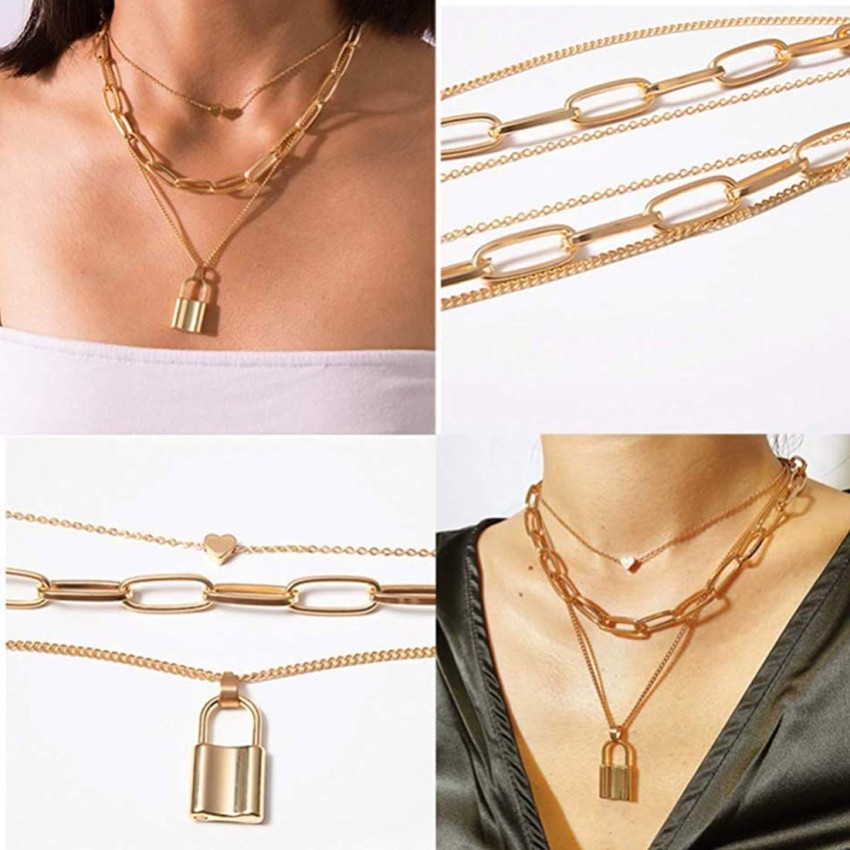 Youbella Jewellery For Women Lock Pendant Necklace For Women Girls