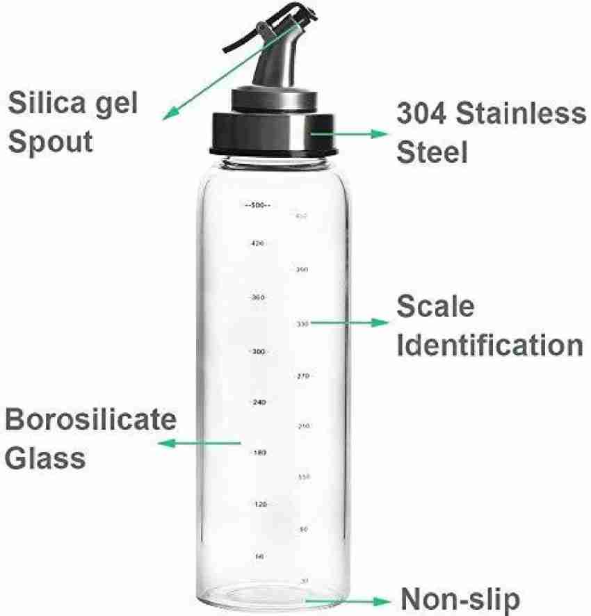 Femora 500 ml Borosilicate Glass Oil Dispenser with Lid, 500ml Set of 2,  Clear Cooking Oil Dispenser Price in India - Buy Femora 500 ml Borosilicate  Glass Oil Dispenser with Lid, 500ml