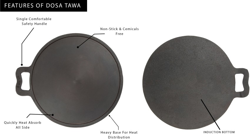  DYNAMIC COOKWARES Cast Iron Dosa Tawa 11 Inch, 28CM: Home &  Kitchen