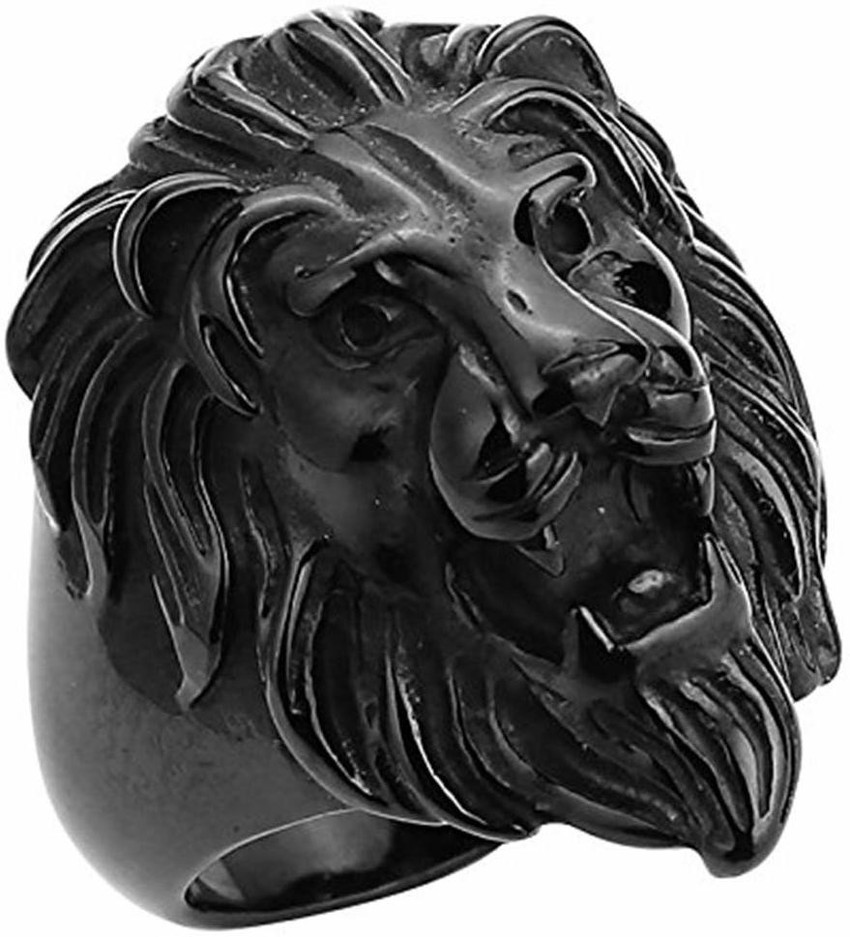 morir Stainless Steel Black Big and Bold Roaring Lion Head Face Macho Design Heavy Finger Ring Band Ring for Mens Boys Stainless Steel Rhodium Plated Ring Price in India Buy morir Stainless