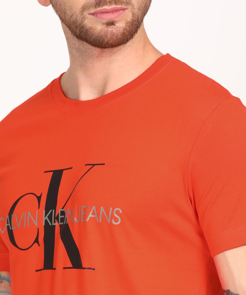 Calvin Klein Jeans Printed Men Round Neck Red T-Shirt - Buy Calvin