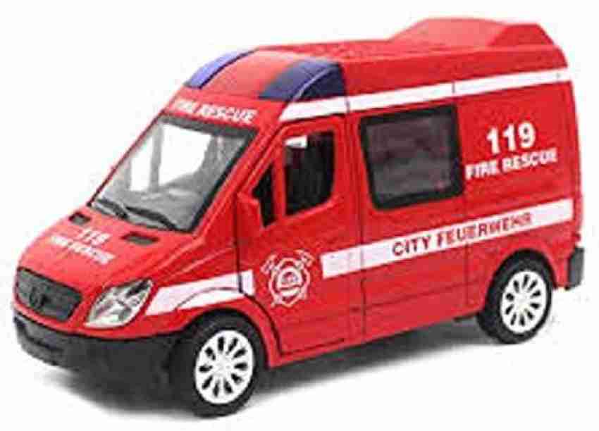 fire truck toy van pull back red