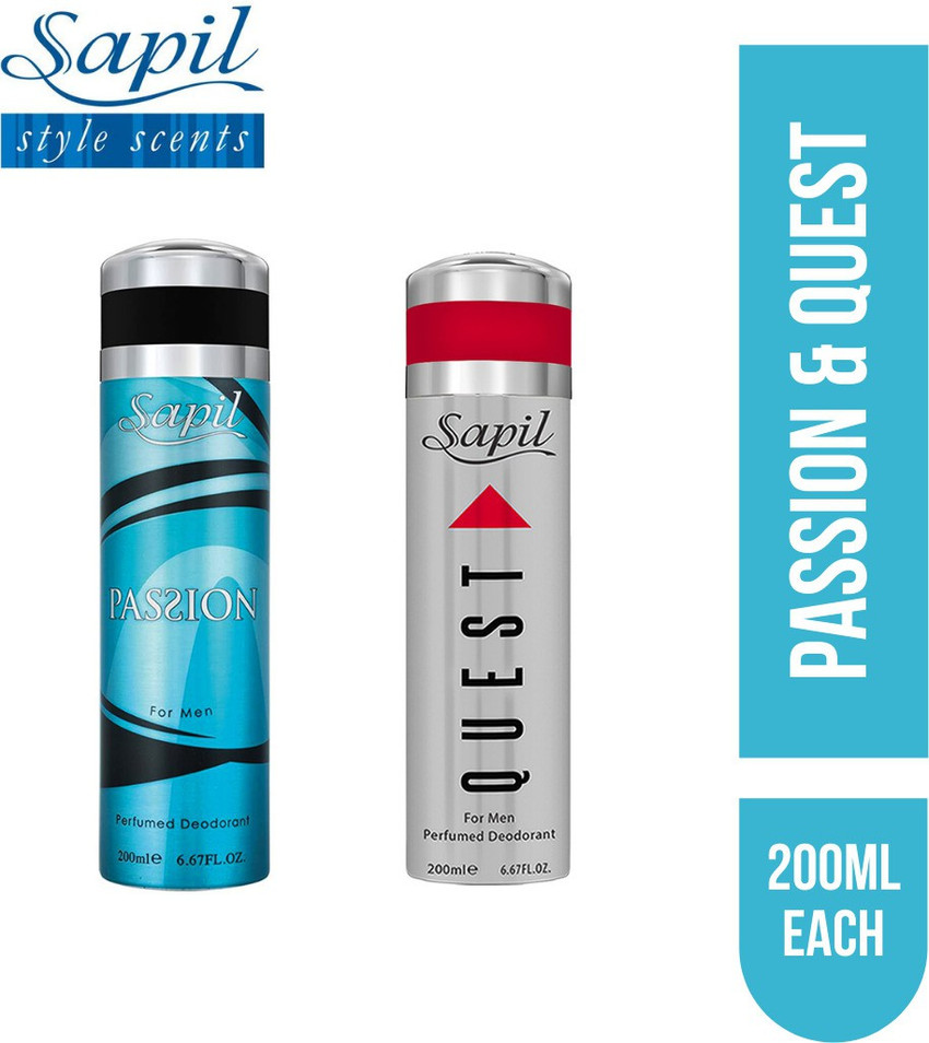 Sapil Passion And Quest Perfumed Deodorant For Men 200ml Each