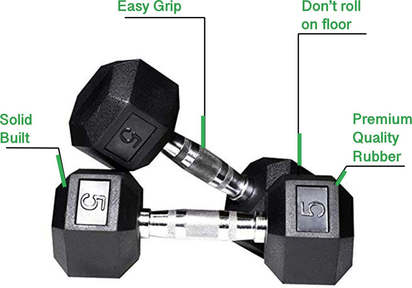 Silvie Hex 5 kgs Pack of 2 Rubber Coated For Men Women Fixed Weight Dumbbell Buy Silvie Hex 5 kgs Pack of 2 Rubber Coated For Men
