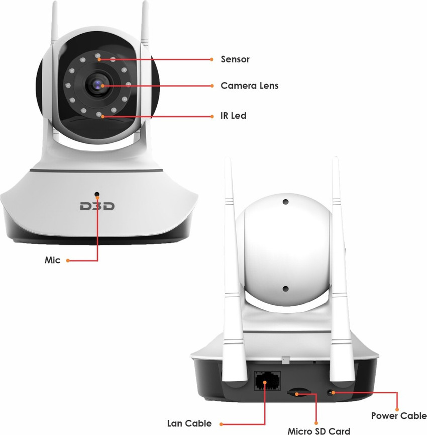 D3D Model D8810 1080P Ultra HD Wi Fi Smart Home 360 Security
