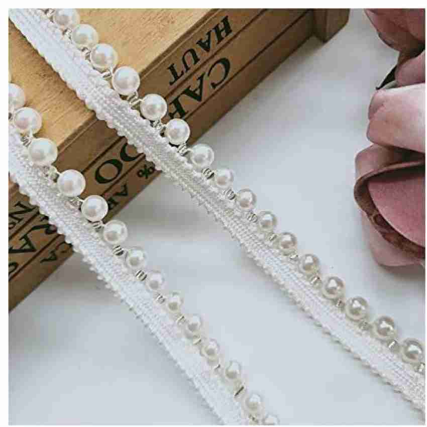 2 Yards Pearl Beaded Lace Trim Ribbon Edge Grosgrain Tape - Temu