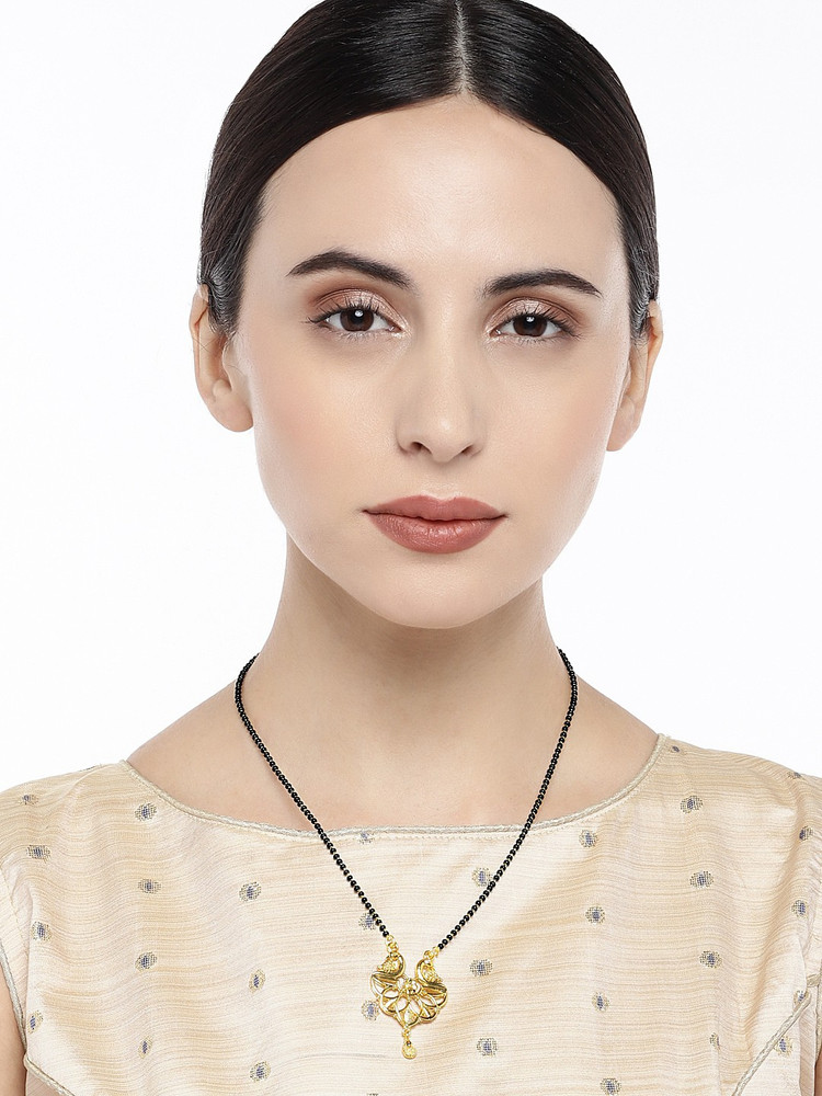 PEORA Peora Gold Plated Peacock Pendant Mangalsutra Wedding Bridal Indian Traditional Jewellery for Women Brass Mangalsutra Price in India Buy PEORA Peora Gold Plated Peacock Pendant Mangalsutra Weddi...