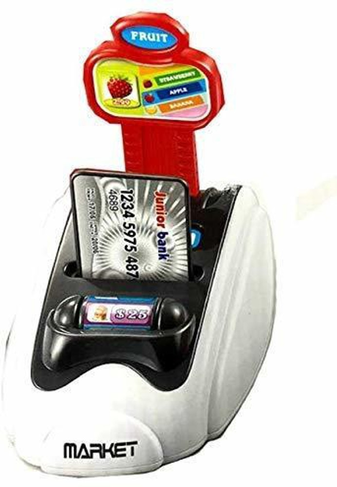 Smartcraft Toy Cash Register for Kids with Checkout Scanner Card Reader Credit Card Machine Play Money and Food Shopping Play Set Battery Included Toy Cash Register for Kids with Checkout Scanner Car...