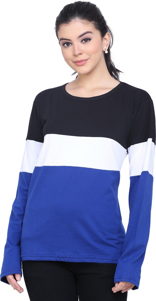 Skechers Striped Women Round Neck Blue T-Shirt - Buy Skechers Striped Women  Round Neck Blue T-Shirt Online at Best Prices in India