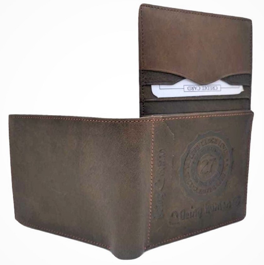 Buy Men Brown Textured Genuine Leather Wallet Online - 720239