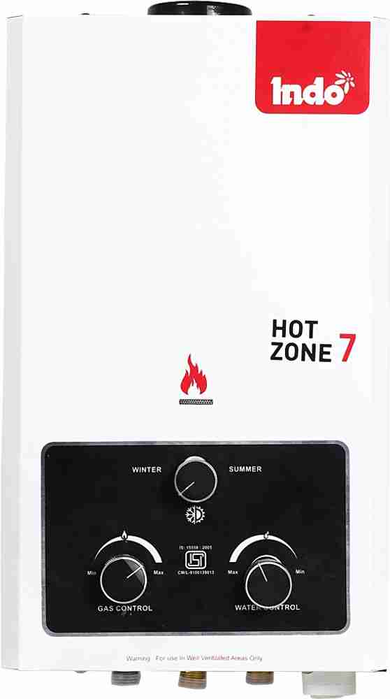 Indo 7 L Gas Water Geyser (hot zone 7, White) Price in India - Buy Indo 7 L  Gas Water Geyser (hot zone 7, White) online at Flipkart.com
