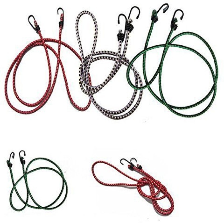 Sarthak High Strength Elastic Tying Rope with Hooks, Shock Cord Cables,  Luggage Tying Rope With Hooks (Length 7 ft - Set of 3) Multicolor