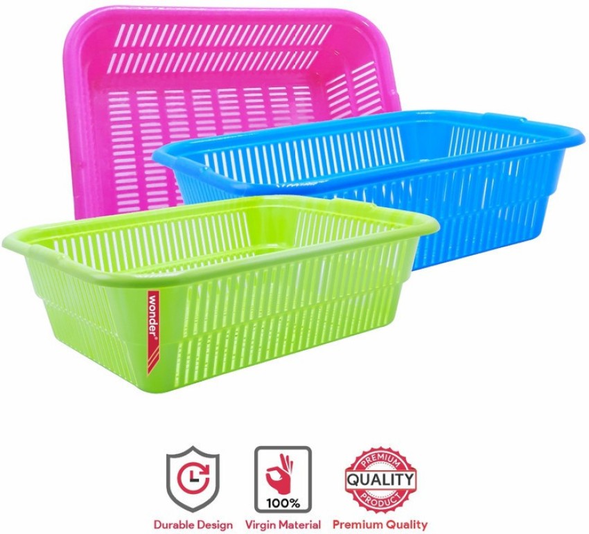 Blue Plastic Fruit Basket Set