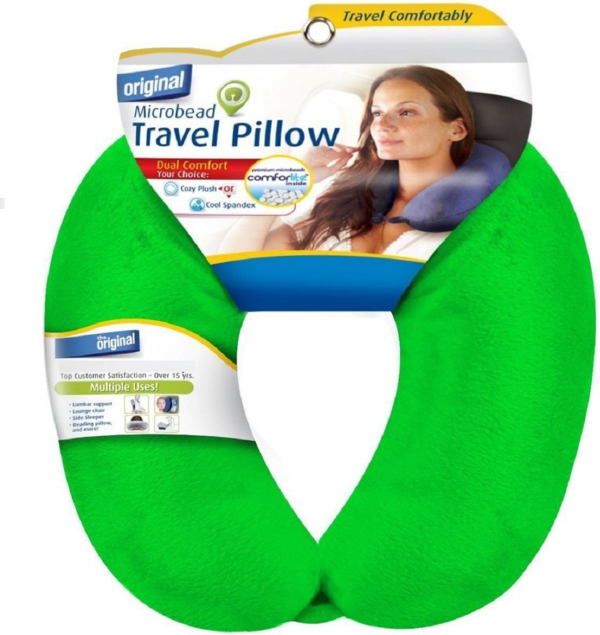 Royalkart Imported MicroBead Travel Neck Pillow Bright Green for