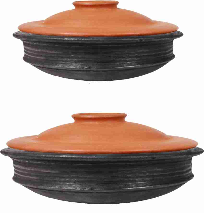 Terracotta / Clay Cooking and Serving Pot. Hand Made, Unglazed handi. 2 Lts  /1.5 Lts/0.8 Lt. Microwave Friendly 