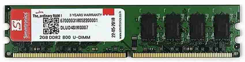 simtronics 2 GB DDR3 800Mhz DDR2 2 GB Single Channel PC 2GB DDR2 DIMM RAM 800Mhz simtronics Flipkart
