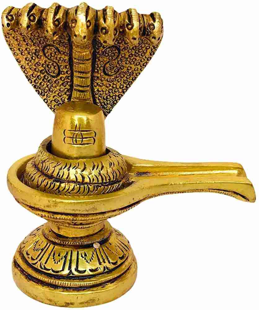 Radhna Indian Traditional Brass Lota for Puja Kalash Lota for Jalabhishek  Set of Shivling Decorative Stand (Size:- 9 x 9 x 12.5 cm) | Puja Item