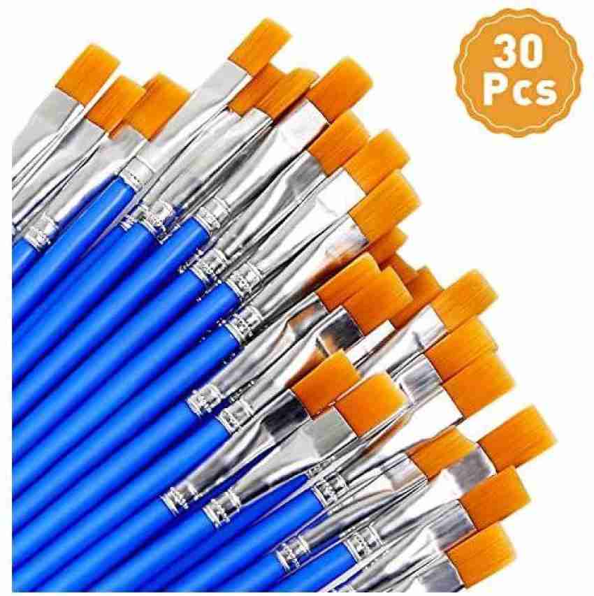 UPINS 30 Pcs Flat Paint Brushes,Small Brush Bulk for Detail Painting